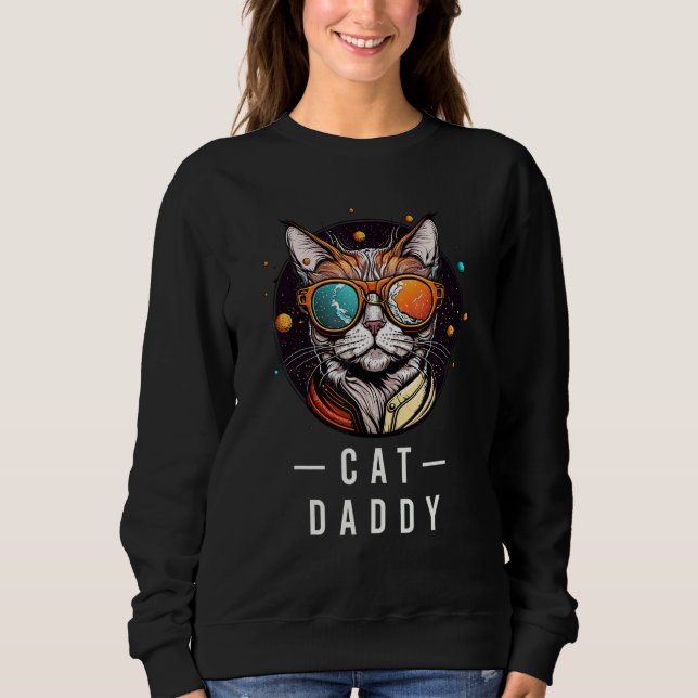 Cat wearing glasses in Galaxy Kitten Space  sarcas T Shirt (Framsida)