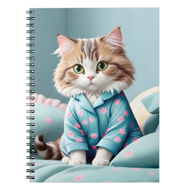 Cat Wearing Pajamas Anteckningsbok (Framsidan)