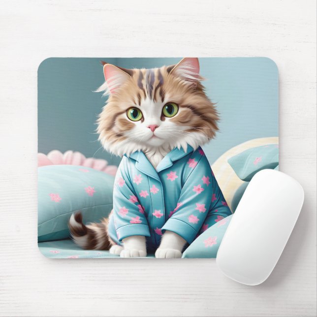 Cat Wearing Pajamas Musmatta (Med mus)