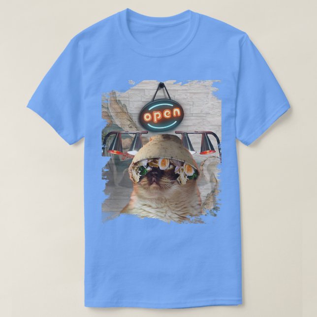 Cat Wearing Ramen Noodles Bowl Funny  T Shirt (Design framsida)