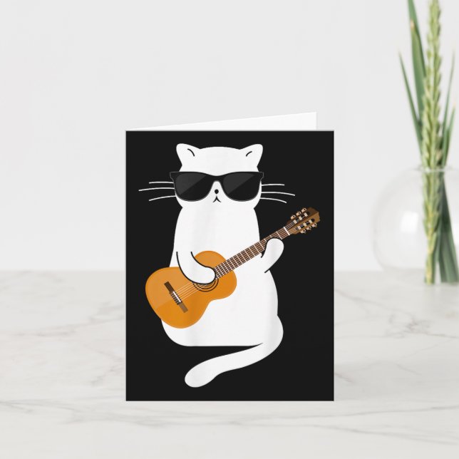 Cat Wearing Sungles som spelar Guitar Guitarist Kort (Framsida)