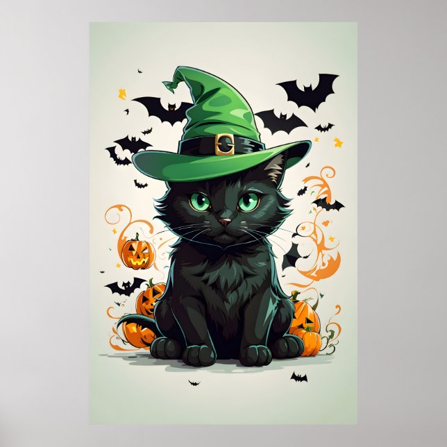 Cat Wears Halloween Hats Poster (Framsidan)