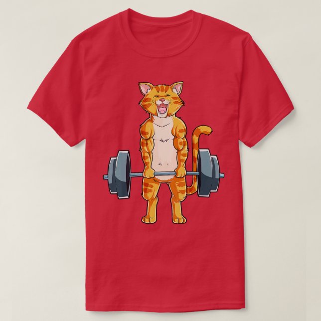Cat Weightlyftande Powerlift Deadlift Fitness Gy T Shirt (Design framsida)