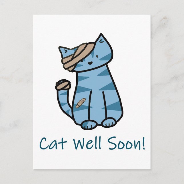 Cat Well Soon postcard Postcrossing get well soon Vykort (Framsida)