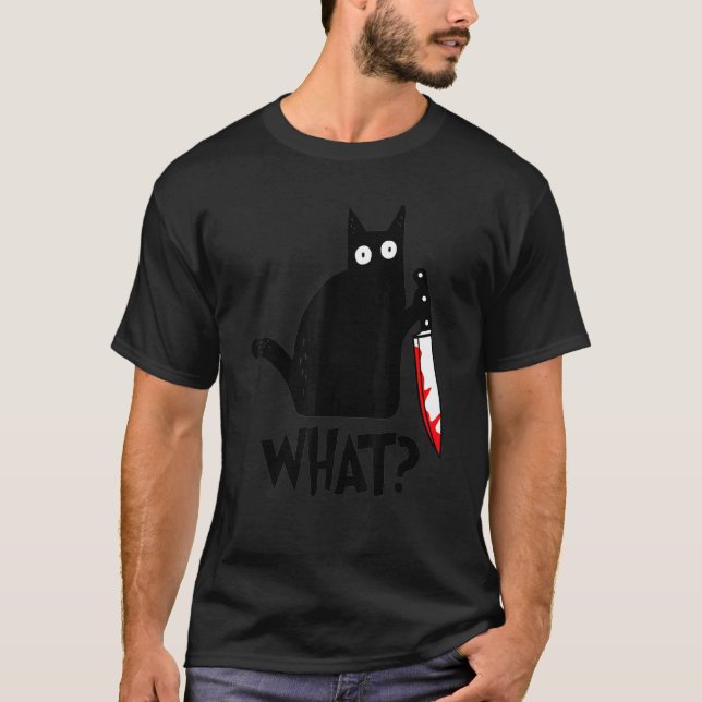 Cat What Black Ca T Shirt (Framsida)