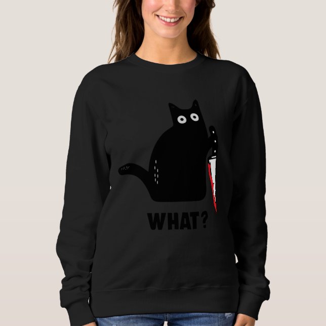cat what Bloody knife witch blood splatter crazy c T Shirt (Framsida)