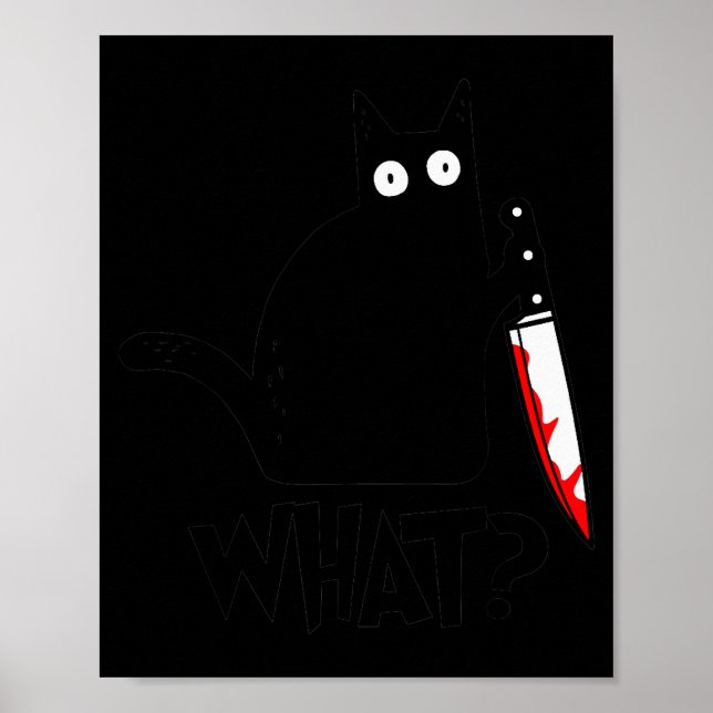 Cat What_ Funny Black Cat Murderous Cat With Knife Poster (Framsidan)
