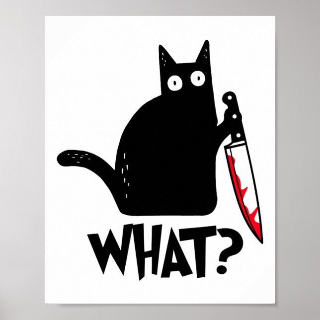 Cat What Funny Black Cat Shirt Poster (Framsidan)