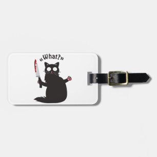 Cat What Funny Black Cat Shirt Roligt Murderous Ca Bagagebricka