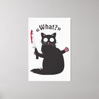 Cat What Funny Black Cat Shirt Roligt Murderous Ca Canvastryck