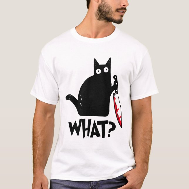 Cat What Funny Black Cat Shirt T (Framsida)
