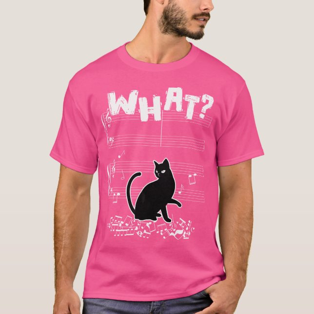 Cat What Funny Cat Music Note T Shirt (Framsida)