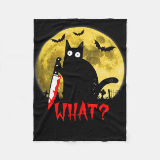 Cat What Murderous Black Cat Holding Knivar Funny Fleecefilt