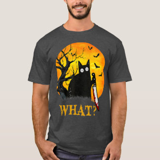 Cat What Murderous Black Cat With Knife Costume T Shirt