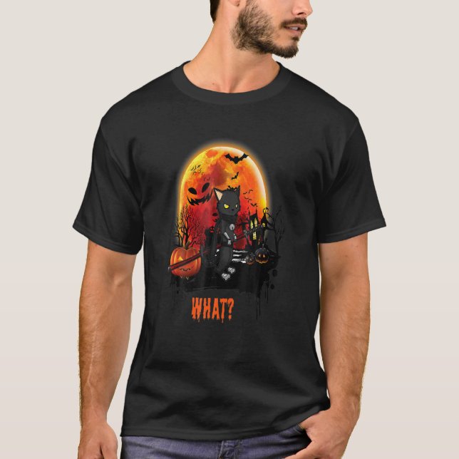 Cat What Murderous Ninja Cat With Katana Sword Hal T Shirt (Framsida)