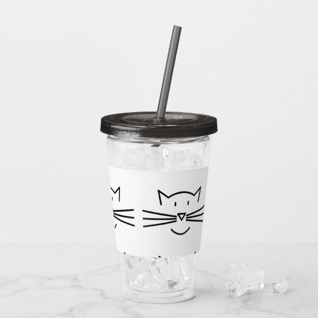Cat Whisker Ansikte Acrylic Tumblers Take Away Mugg (Baksida Ice)