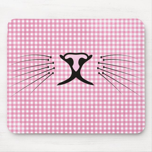 Cat Whiskers on Rosa and White Gingham Musmatta (Framsidan)