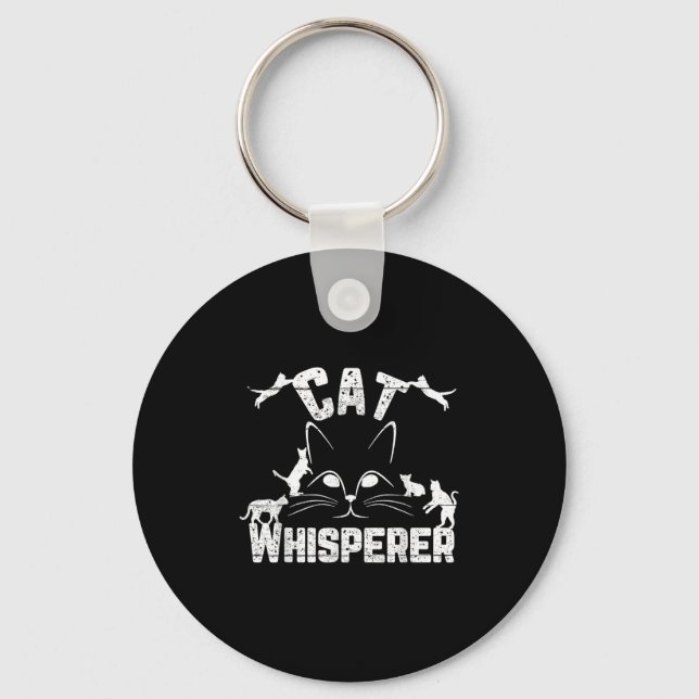 Cat Whisperer Funny Cat Lover Kattunge Ansikte Dis Nyckelring (Framsida)