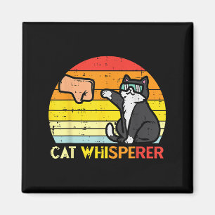 Cat Whisperer Man Tass Fist Bump Sunset Retro Mana Magnet