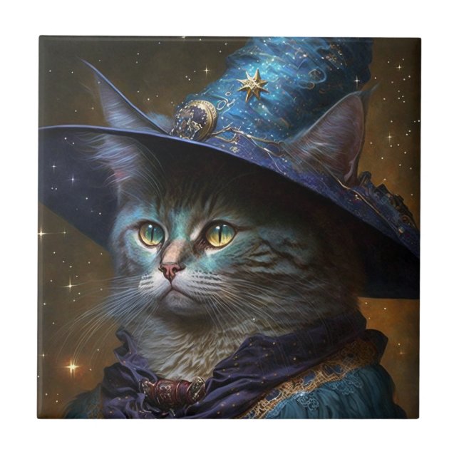 Cat Witch Fantasy Art Kakelplatta (Framsidan)
