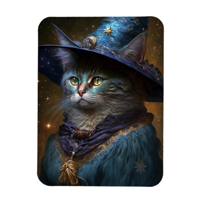 Cat Witch Fantasy Art Magnet (Vertikal)