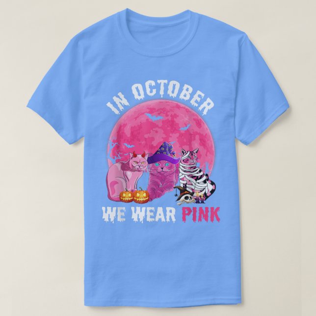Cat Witch Halloween i oktober vi Bära Rosa Breast T Shirt (Design framsida)