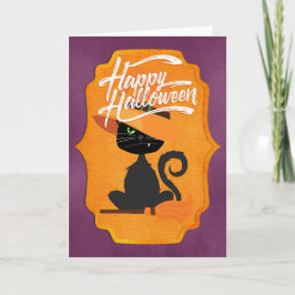 Cat Witch Happy halloween Kort
