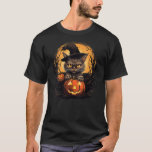 Cat Witch Kitten Halloween T Shirt<br><div class="desc">Denna premieartikel ligger så nära perfekten som möjligt. Den är optimerad för alla typer av utskrifter och kommer snabbt att bli din favoritprodukt. Mjuk,  bekväm och varaktig,  detta är ett klart måste- och</div>