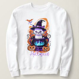 Cat Witch Pumpkin Hoodie, Spooky Halloween T Shirt