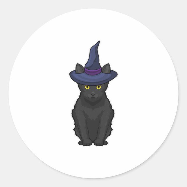 Cat Witch Runt Klistermärke (Framsida)