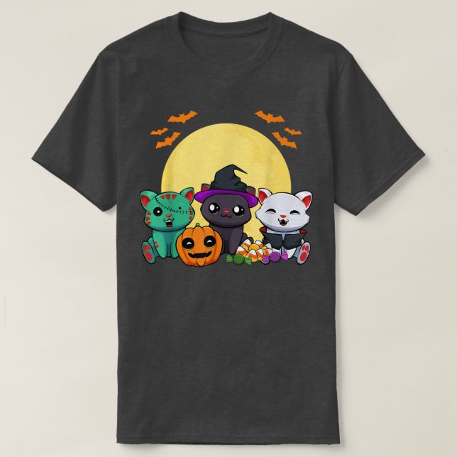 Cat Witch Zombie Vampire Lazy Halloween Costume Cu T Shirt (Design framsida)