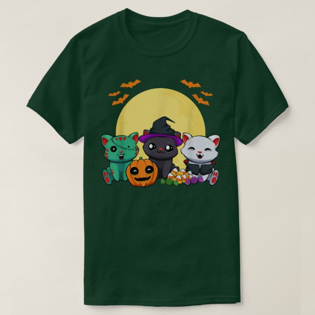 Cat Witch Zombie Vampire Lazy Halloween Costume Cu T Shirt (Design framsida)