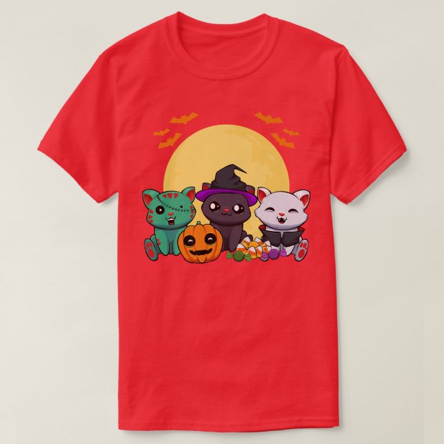 Cat Witch Zombie Vampire Lazy Halloween Costume Cu T Shirt (Design framsida)
