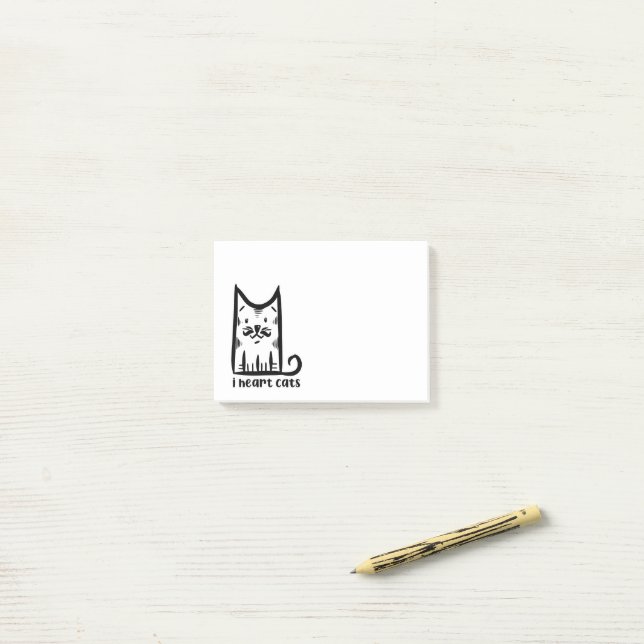 Cat with a Stylish Moustache, i heart cats Post-it Block (On Desk)