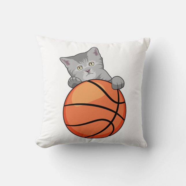 Cat with Basketball Kudde (Framsida)