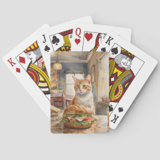Cat with Burger Playing Card「猫とハンバーガーのかわいいトランプ」 Casinokort