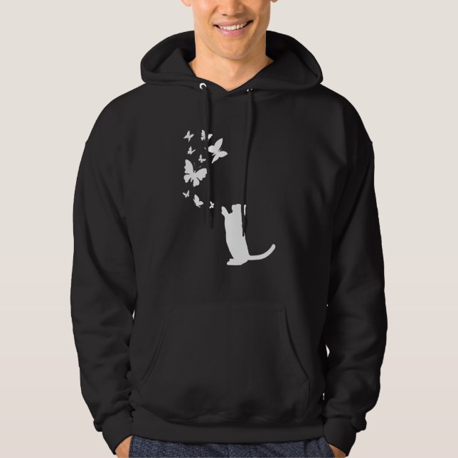 Cat With Butterflies Cat  Cat Owner  Cute Cat Hoodie (Framsida)