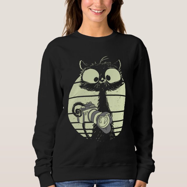 Cat With Camera Photographer Cat Cute Photographer T Shirt (Framsida)