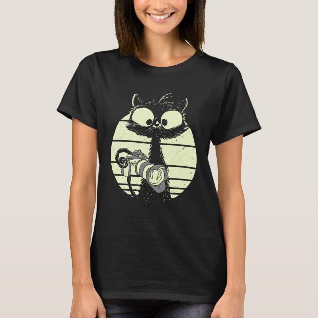 Cat With Camera Photographer Cat Cute Photographer T Shirt (Framsida)