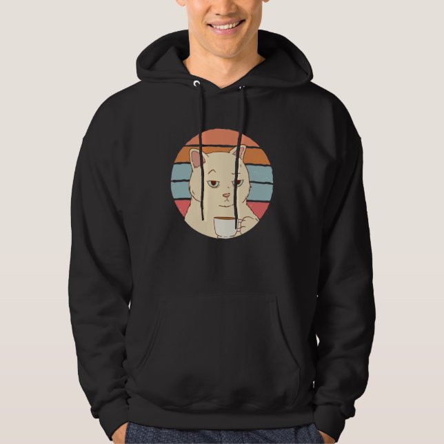 Cat with Coffee Hoodie (Framsida)
