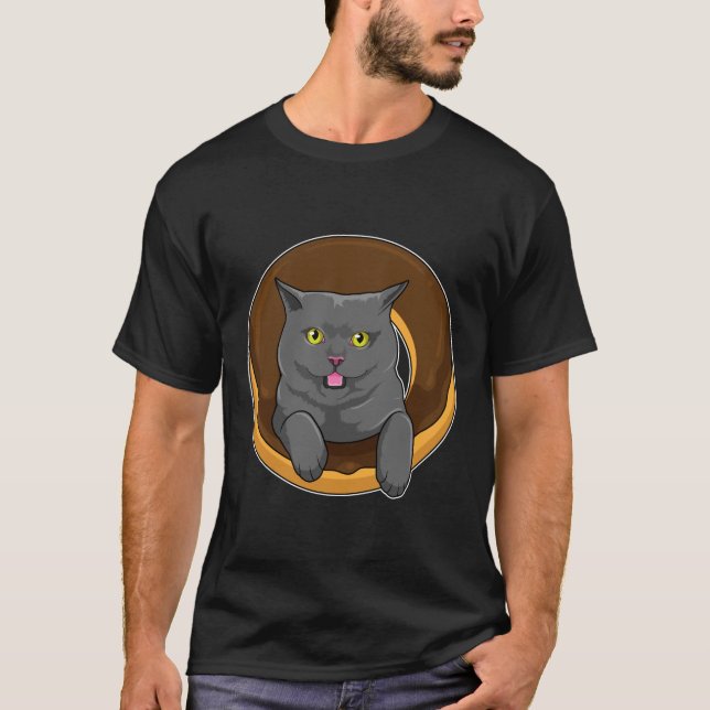 Cat with Donut T Shirt (Framsida)