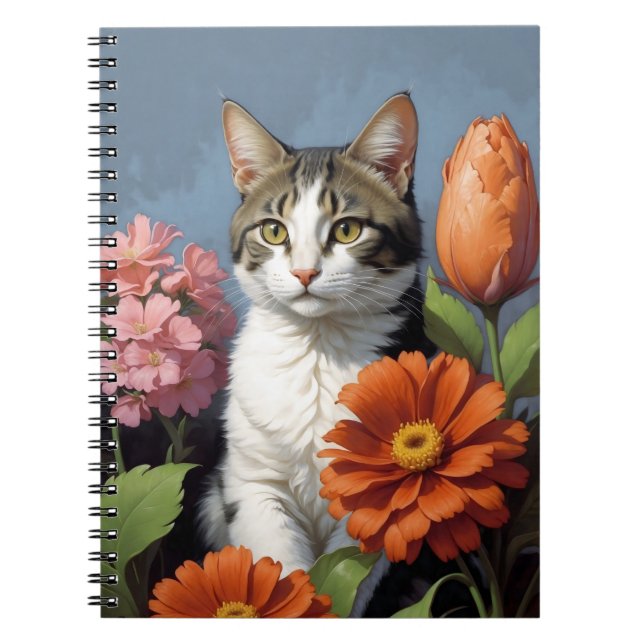 cat with flowers (update) anteckningsbok (Framsidan)