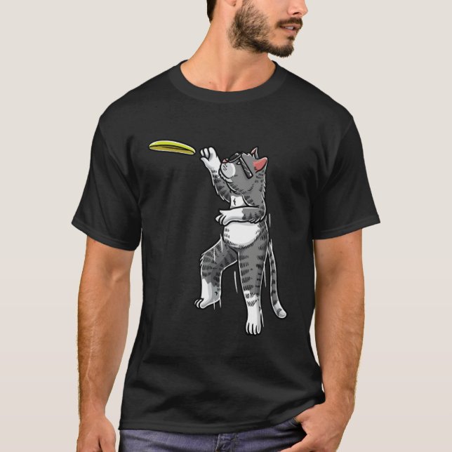 Cat With Flying Frisbee Disc Golf Frisbee Player T T Shirt (Framsida)