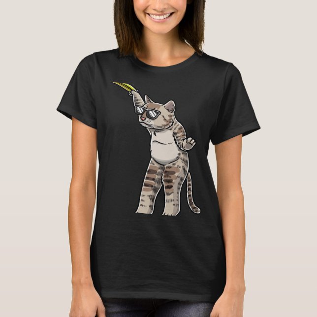 Cat With Frisbee Disc Frisbee Player Thrower Disc  T Shirt (Framsida)