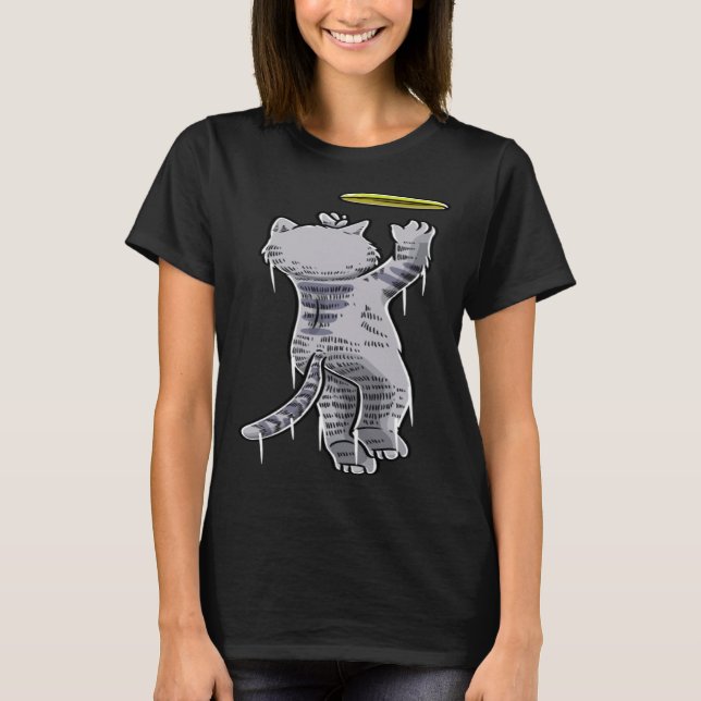 Cat With Frisbee Disc Frisbee Player Thrower Disc  T Shirt (Framsida)