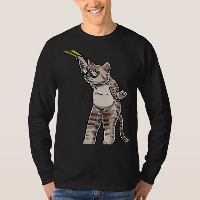 Cat With Frisbee Disc Frisbee Player Thrower Disc  T Shirt (Framsida)