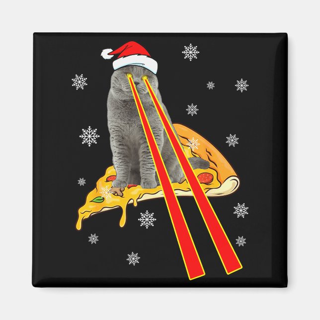 Cat With Laser Eyes Funny Zza Cat Christmas  Magnet (Framsidan)