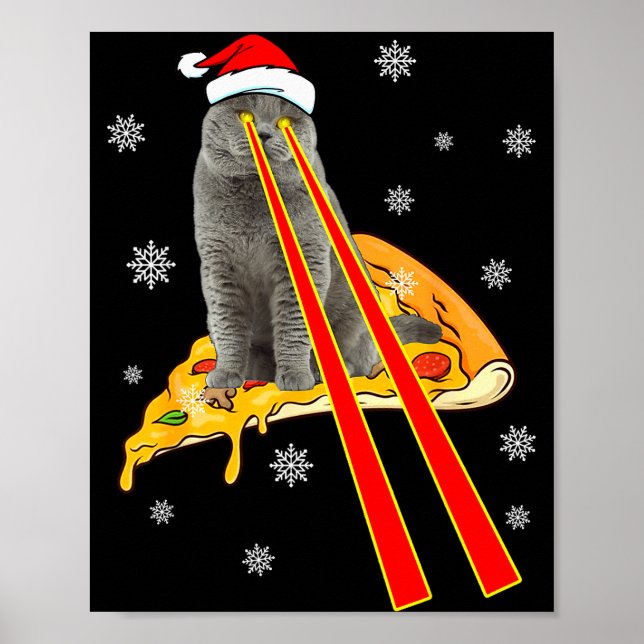 Cat With Laser Eyes Funny Zza Cat Christmas  Poster (Framsidan)
