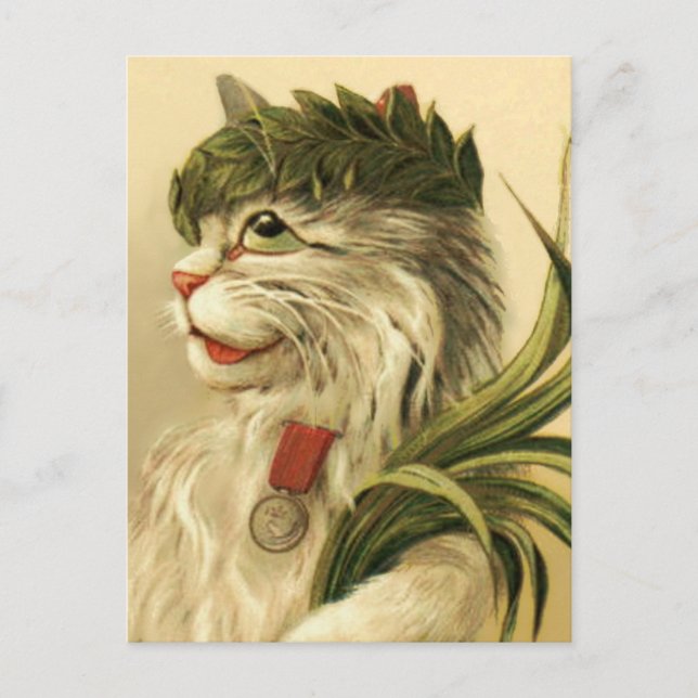 Cat with Laurel Wreath by Maurice Boulanger Vykort (Framsida)