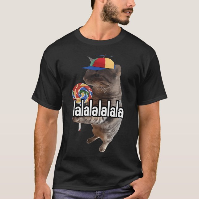 Cat with Lollipop Meme T Shirt (Framsida)